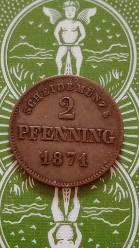 Германия Бавария 2 пфеннинга 1871