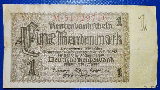 Германия 1 рентенмарка 1937 г.