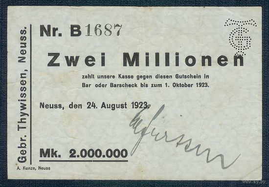 Германия 2.000.000 марок 1923 год.
