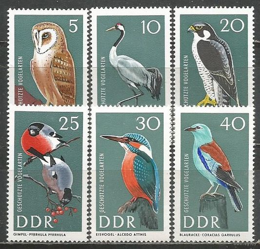 ГДР. Краснокнижные птицы. 1967г. Mi#1272-77. Серия.
