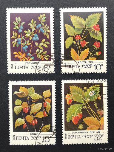 СССР.1982.Дикорастущие ягоды (4 марки, гашеные)