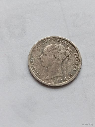 Великобритания  3 пенса 1884 г. (молодая Виктория) серебро