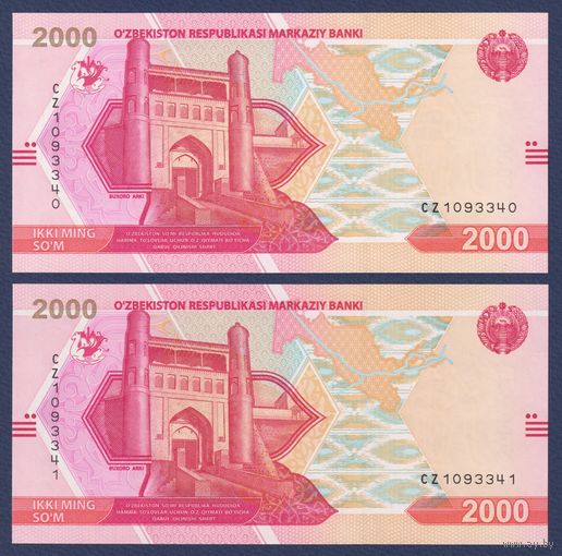 Узбекистан, 2000 сум 2021 г., P-W87 (CZ, цитадель Арк в Бухаре), UNC