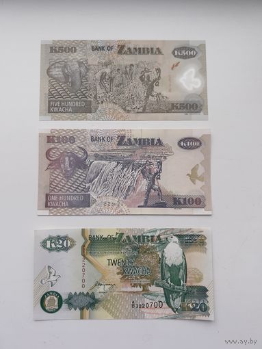 Квача 20, 100 и 500 Замбия