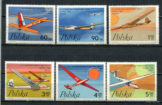 Польша - 1968 - Планеры - [Mi. 1846-1851] - полная серия - 6 марок. MNH.  (Лот 92Gi)-T2P37