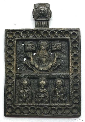 Икона меднолитая Знамение Пресвятой Богородицы.