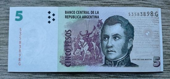 Werty71 Аргентина 5 песо 2013 UNC банкнота