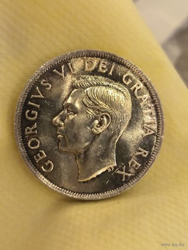 Доллар 1949 Канада - Присоединение Ньюфаундленда - нечастая! Крупное серебро 800 пробы