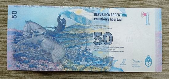 Werty71 Аргентина 50 песо 2015 UNC банкнота Мальвинские острова