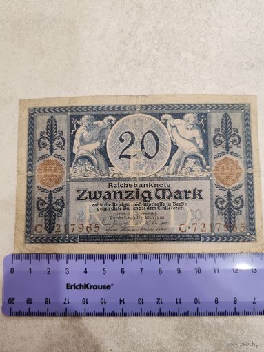 20 марок 1915 г. Германия. СМОТРИТЕ ДР. МОИ ЛОТЫ. Большая распродажа!
