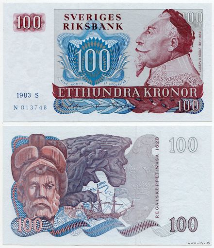 Швеция. 100 крон (образца 1983 года, P54c, XF)