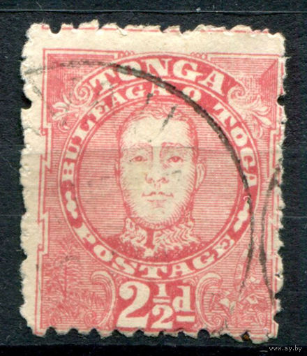 Королевство Тонга - 1895г. - король Джордж Тупоу II, 2 1/2 P - 1 марка - гашёная [Mi 30]. #4-B5-130-A-1