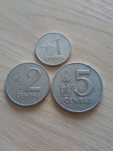 Литва 1-2-5 центов 1991г./комплект/