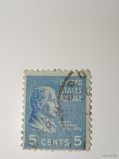 США 1938 Портрет 5-го президента США Джеймса Монро (1817–1825).