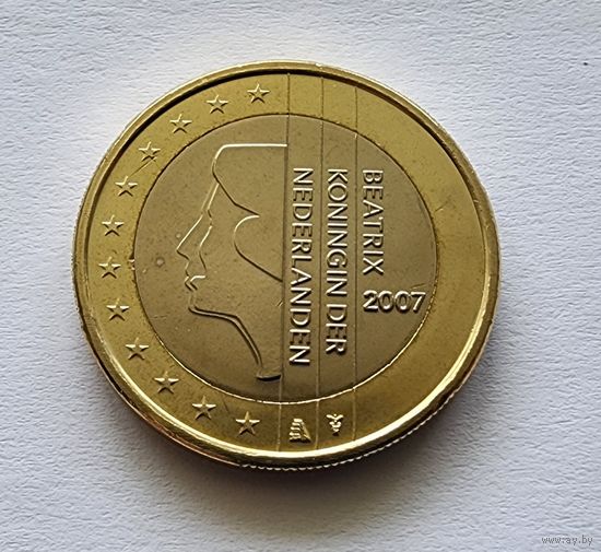 Нидерланды 1 евро, 2007 из официального набора BU