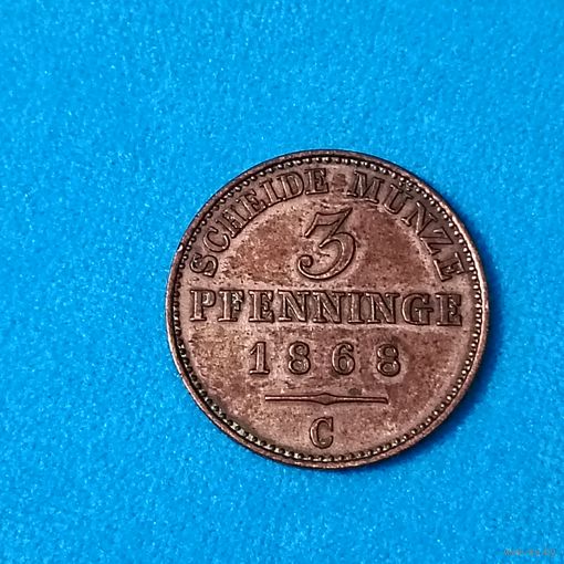 3 пфеннига(1868г.) Пруссия.М.Д.(С) Супер!!!