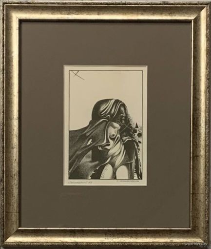 Скрипниченко Г.С. Экслибрис 2, 1969г. Тушь,размер 14х19см. С рамой 27х31,5 см.