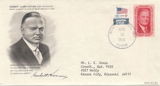 КПД США /Президент HERBERT CLARK HOOVER/19 1976 г