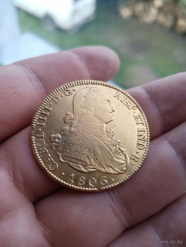 Золотая монета 8 эскудо 1806 года (Мексика, Карл IV)