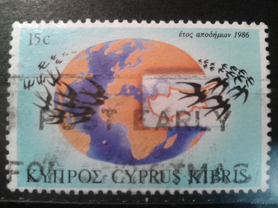 Кипр, 1986. Глобус, карта мира, ласточки
