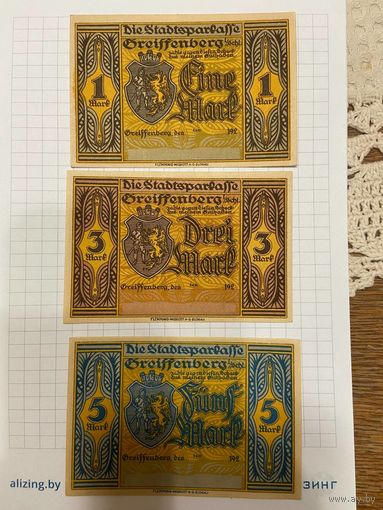 Нотгельд 30-60-100-300-500 пфеннигов. Германия. Веймарская республика Грейфенберг-0201