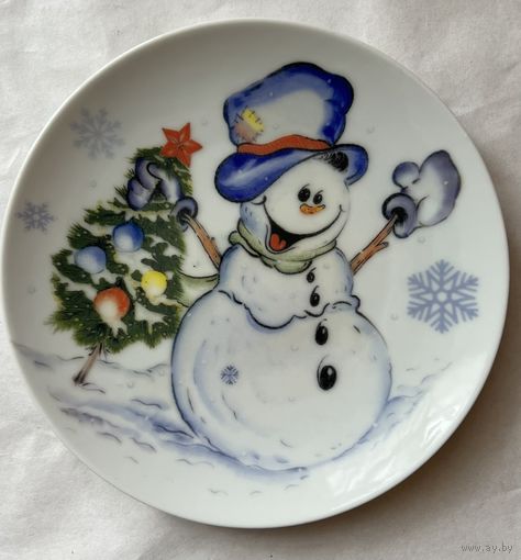 Фарфоровая тарелка    "Снеговик"     ДФЗ