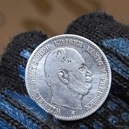 2 марки ( 1876г.) Вильгельм 1. М.Д.(С).Пруссия.Серебро.Сохран! Смотрите и другие мои лоты!!!