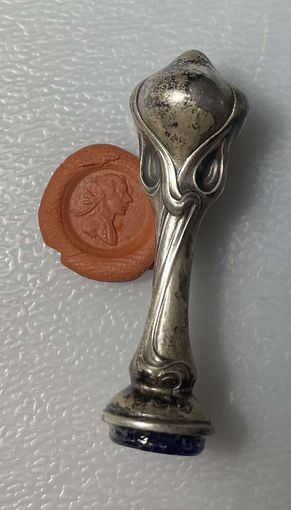 Печать серебряная АРТ-НУВО со вставкой