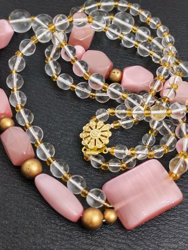 Бусы винтажные. Колье, ожерелье, бижутерия. Сатиновое стекло.