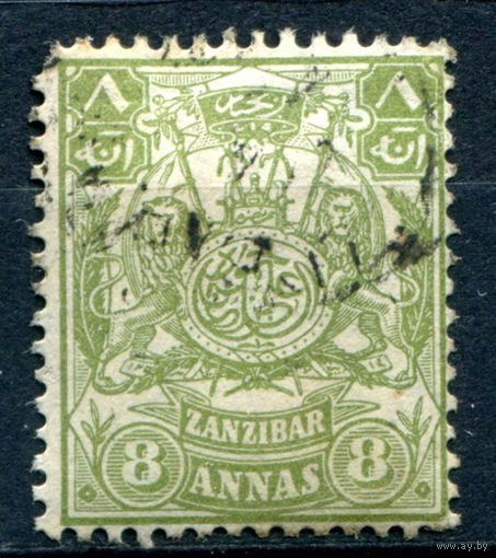 Британские колонии - Султанат Занзибар - 1904г. - герб, 8 А - 1 марка - гашёная [Mi 82]. #4-B5-122-A-1
