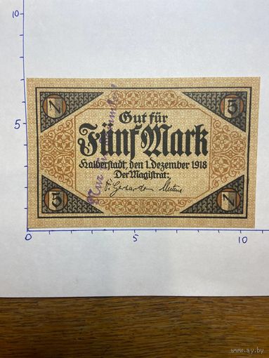 Германия нотгельд 5 марок 1918 г.- Альберштадт - 2001