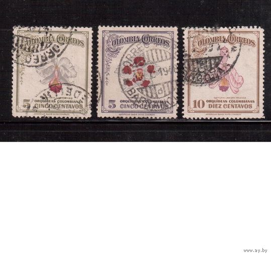 Колумбия-1947  (Мих.502,503,505) ,  гаш , Цветы, Орхидеи