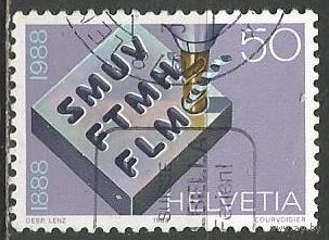 Швейцария. 100 лет производства часов. 1988г. Mi#1377.