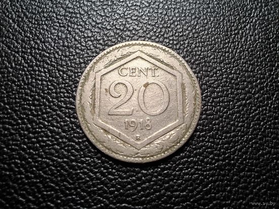 Италия 20 чентезимо 1918