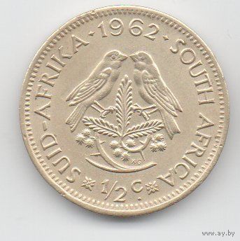 РЕСПУБЛИКА ЮЖНАЯ АФРИКА. ЮАР.  1/2 ЦЕНТА 1962 ПТИЦЫ.