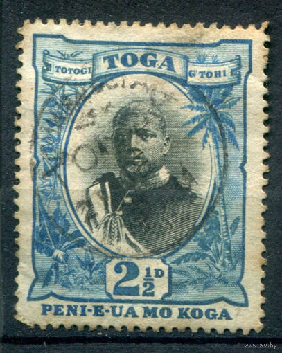Королевство Тонга - 1897г. - король Джордж Тупоу II, 2 1/2 P - 1 марка - гашёная [Mi 42]. #4-B5-130-A-1