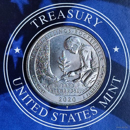 США 25 центов 2020г. (Р). Исторический парк Марш-Биллингс-Рокфеллер.