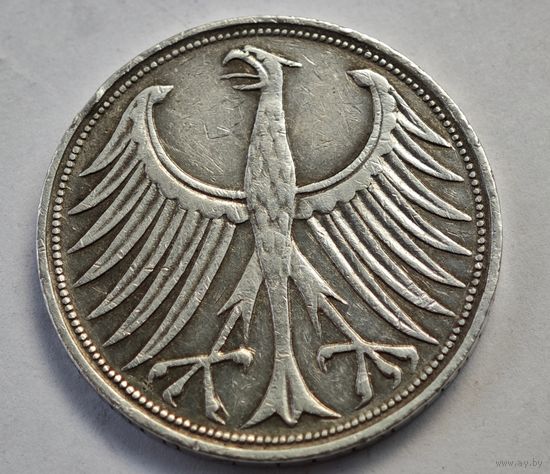 1951 год  5 марок  Германия    серебро