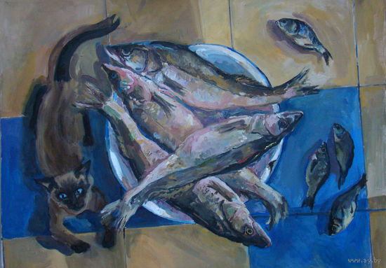 Рыбный натюрморт. Холст/масло.2015г.