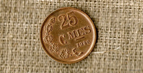 Люксембург 25 сантимов 1946 ///(ON)