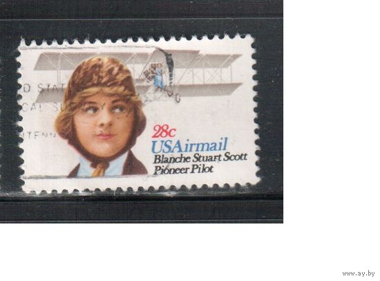 США-1980, (Мих.1453) , гаш. , История авиации, Летчики
