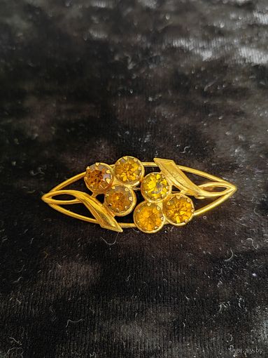 Брошь СССР позолоченная "Два цветка"