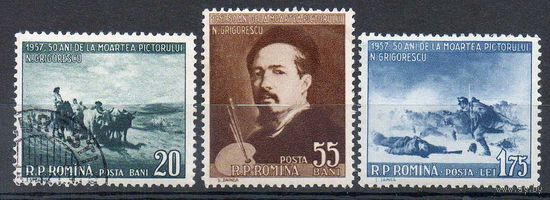50 лет со дня смерти Николае Григореску Румыния 1957 год серия из 3-х марок