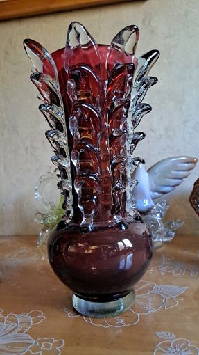 Ваза цветное стекло гутная