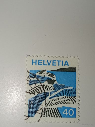 Марка Швейцария 1973 год Ландшафты