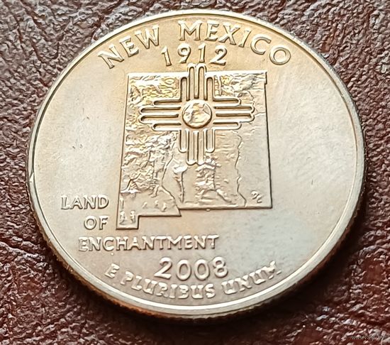 США 25 центов , D  2008 Квотер штата Нью-Мексико    ( 2-6-3 )