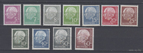 Германия. 1954-1961. 11 марок. Michel N 179-190 (327,1 е)