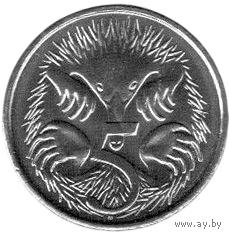 Содружество Австралии. Австралия. 5 центов 2024. Король Карл (Чарльз) III. Фауна. Ехидна.