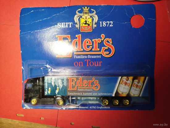 Машинка коллекционная. Немецкая. Грузовик с пивом Eder`s. В Блистере. С рубля. Редкость. (02) Дикий Нульц!.