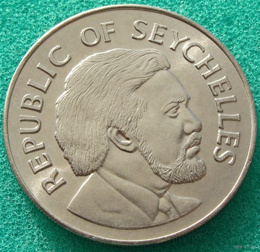 Сейшельские острова. 1 рупия 1976 год KM#26 "Декларация независимости - Сэр Джеймс Мэнчем"  Тираж: 259.000Тираж: 259.000 шт